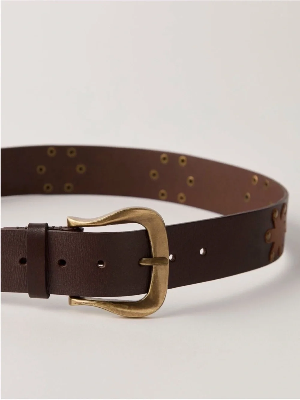 NWT Free People Sonny Studded Belt in Bitter Bark